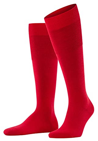 Falke Airport M Kh lana cotone al ginocchio tinta unita 1 paio, Calzini lunghi Uomo, Rosso Scarlet 8120, 43-44
