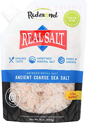 Redmond Real Salt Course en recharge de 454g - gros sel de mer primaire provenant d'un dôme de sel intact dans l'Utah, pour recharger le moulin à sel Real Salt