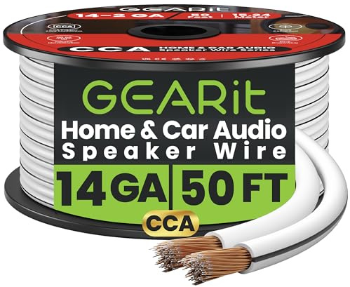 GEARit CCA Lautsprecher kabel 2 x 2,50 mm² 15 Meter Audio Kabel 14 AWG Speaker Cable HiFi Boxkabel 2 Adriges für Audiosystem/Heimkino/Auto Weiß
