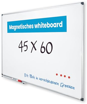 Vivol Tableau blanc feutre mural Mur magnétique 45x60 cm panneau blanc Cadre en aluminium avec étagère à crayons | 14 tailles Magnétique effacable