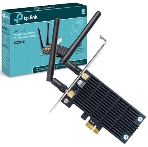 TP-Link AC1300 Wireless Dual Band PCI Express Wi-Fi Adapter, with two Antennas, PCI-E Network Interface Card for Desktop, Heat Sink for Better Stability, Easy to Install (Archer T6E)