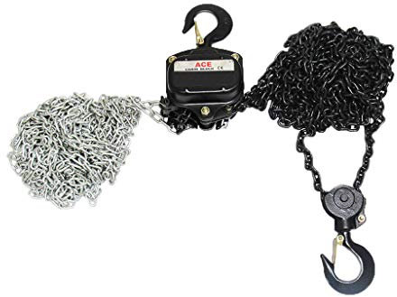 5 Ton x 10 Metre Chain Block - 5000KG Lift Manual 1/2 Hand Tackle Hoist Brake