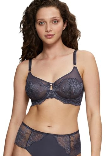 Triumph Donna Wild Peony Florale W01, Minimizer bra, PEBBLE GREY, 5D
