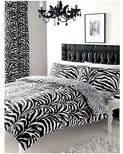 GC GAVENO CAVAILIA Printed Duvet Cover Sets, Reversible Bedding Bed Set, Polycotton Quilt Covers, Zebra White/Black, Single