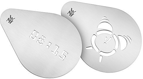 WMF Barista Cappuccino Schablone-Set 2-teilig Wake up, Cromargan Edelstahl poliert, spülmaschinengeeignet
