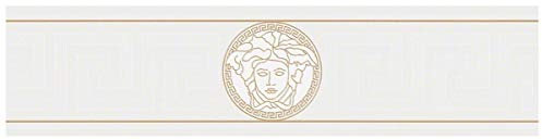 Livingwalls VERSACE WALLPAPER Vliestapete Greek Luxustapete geometrisch grafisch 5,00 m x 0,13 m metallic weiß Made in Germany 935223 93522-3