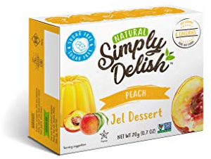 Simply Delish, Sugar-Free Natural Jelly Dessert - Vegan, Gluten and Fat-Free, Peach Flavour - Pack of 24, 20g Keto Friendly Sweets