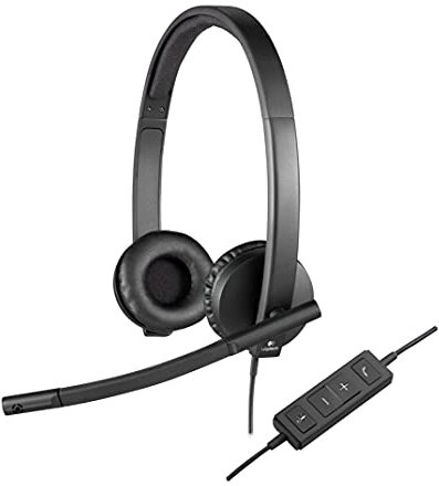 Logitech H570e Kopfhörer mit Mikrofon, Stereo-Headset, Rauschunterdrückung, Lautstärkeregelung und Stummschaltung mit LED-Anzeige am Kabel, Ohrpolster, USB-Anschluss, PC/Mac/Laptop - Schwarz