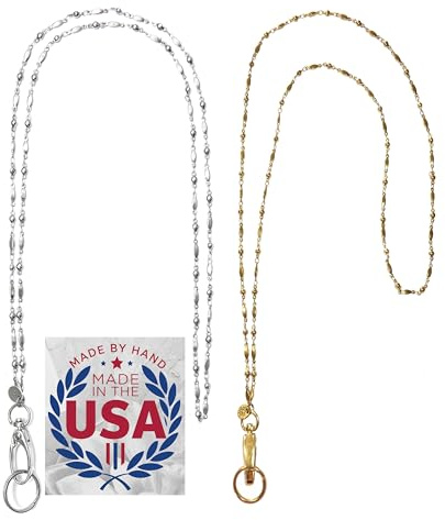 Hidden Hollow Beads Stainless Steel Chain Women's Lanyard 34, Stronger, USA, Nurse Teacher ID Badge Card Holder Keys