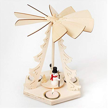 Colours-Manufaktur Weihnachtspyramide aus dem Erzgebirge mit Teelichtern * Modell: Schneemann *