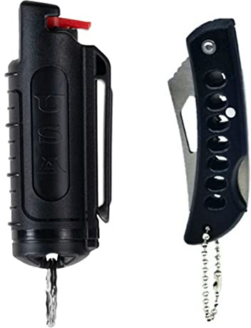 Police Magnum Keychain Pepper Spray Self Defense Belt Clip Combo- Tactical Safety Key Chains for Women & Men- Made in The USA- 1 Pack Black INJ Pocket Knife
