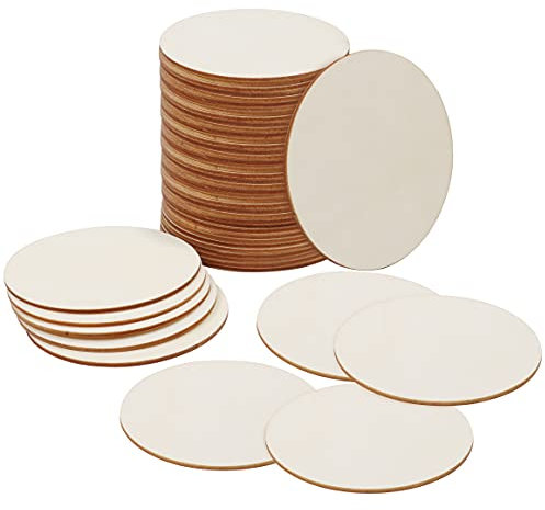 Belle Vous Holzscheiben, unbehandelt, 50 Stück – Holzscheibe 10 cm mit 2 mm Dicke – natürlicher Holzring für Ihre Dekorationen, Hobbys, Etiketten, Untersetzer, Ornamente, Basteln