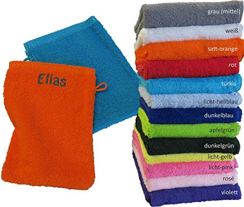 Premium Qualität, Waschhandschuh 16x22cm mit Namen Bestickt (16x22cm (Waschhandschuh)