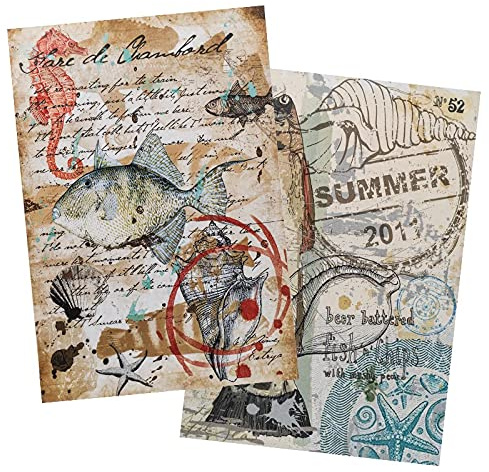 Ideen mit Herz 2 ark rispapper | ädeldecoupage-papper | DIN A4 | 2 olika mönster | Vintage, jul och mycket mer (Nostalgi 06)