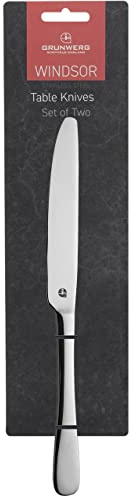 Grunwerg Windsor Carded 2-Piece Dinner Knife Set 2TKWDR/C, 18/0 Stainless Steel, Silver