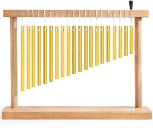 Suwimut 20-NOTE Bar Chime, Single-row Table Top Wind Chime, 20 Bars Musical Percussion Instrument with Mallet for Ornament Classroom Office Decoration, Kids Educational Gift