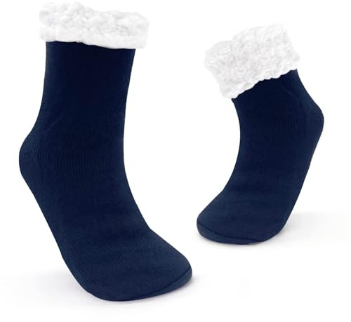 JOMIX Calcetines Antideslizantes Peluche Largos Calcetines Invierno Hombre de Color Puro Cálido Calcetín Andar por Casa, Talla Única