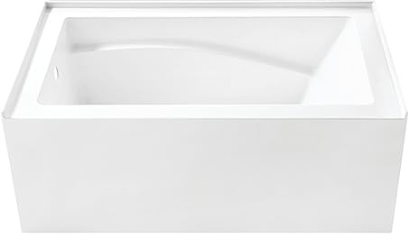 Kingston VTAM5432L22D Acrylic 3-Wall Alcove Tub, Glossy White
