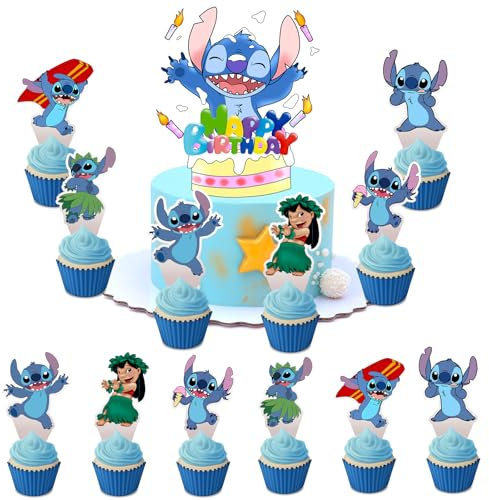 Cake Decorations for Birthday Cake Toppers for Boys Girls Kids Birthday Decorations Anime Cake Toppers Cupcake Toppers for Boys Cartoon Cake Topper Blue Theme Party Supplies Decoration