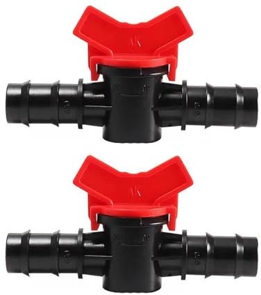 2PCS 18mm Ball Valve with Barbed Connector - Shut Off Hose Pipe Joiner Faucet Adapter (BK)