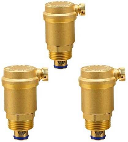 3PCS Automatic Vent Valve Automatic Air Bleeder Valve 1/2 Male Thread DN15 Brass Pressure Relief for Hot Water Heat System Solar Water Heaters