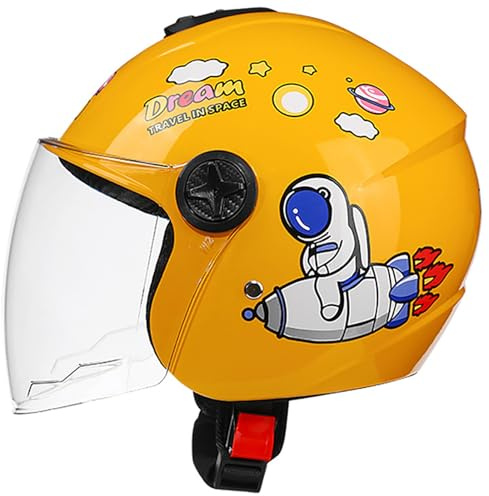 Casco De Motocicleta Abierto para Niños De 3 A 12 Años, Homologado Según La Norma ECE 22.06, para Scooter Infantil Y Moto E,50-57cm