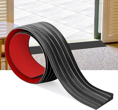 Threshold Ramps Self-Adhesive Rubber Door Threshold Ramp Wheelchair Ramps for Doorways Rubber Threshold Strip for Wheelchair, Robot Vacuum, Scooter & Stroller (Black, 7,5cm X 1,5cm X1m)