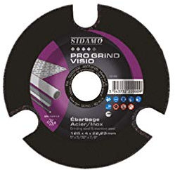 Disque à ébarber PRO GRIND VISIO D. 125 x 4 x Al. 22,23 mm x Gr 60 - Acier, fonte, Inox - 10222000 - Sidamo