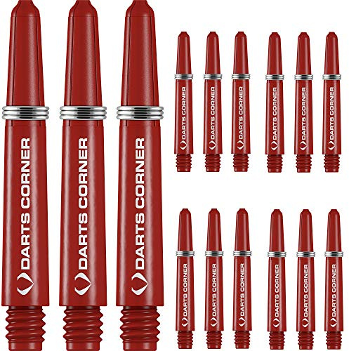 DESIGNA DARTS S0745 Stems | 5 Sets of Tough Nylon Darts Corner Dart Shafts including Steel Ring, Short, Red