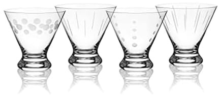 Mikasa Cheers Set of 4 Stemless Martini Glass, 8-Ounce, Clear