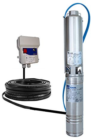 4WN4-14 POMPA SOMMERSA PER POZZI EBARA HP1.5 V230 MONOFASE 100LTMIN+CAVO 30MT LEGATURA SUBACQUEA+SALVAMOTORE CONTROL BOX
