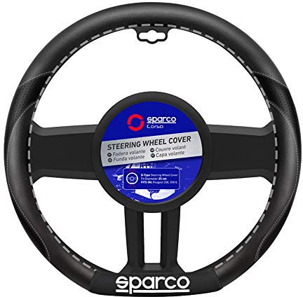 Sparco Steering Wheel Cover SPC - D-Type 35cm - compatible with Peugeot 208 & 308 II, Black