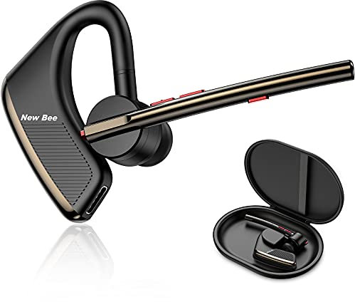 New Bee Manos Libres Bluetooth Auricular Inalámbrico Pinganillo Bluetooth Movil V5.2 Peso Ligero 16g con 24 Horas de Conversación para iPhone, Samsung, Huawei, Xiaomi, HTC, LG, Sony, PC