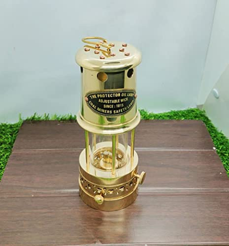 Fully Functional Brass Vintage Miner's lamp-Replica Safety Coal Mine Oil lamp-Outdoor/Indoor Decor-Housewarming-Christmas-Birthday-Dad Gift, Gold