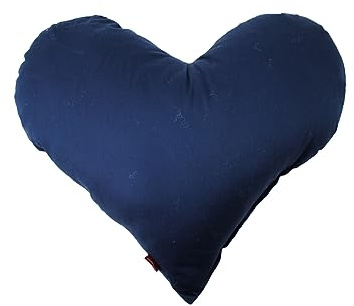 POWER INN hjärtkudde liten ca 50 x 43 cm | Present till bröllop, mors dag eller alla hjärtans dag | dekorativ kudde och gosig kudde i hjärtform | tyg 100 % bomull | Lämplig för allergiker (marinblå)