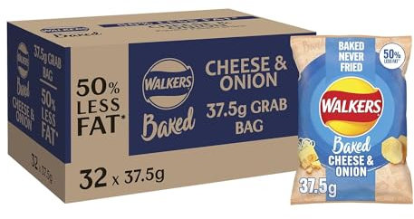 Walkers Baked Cheese & Onion Snacks Crisps 32x37.5g (Wholesale Box)