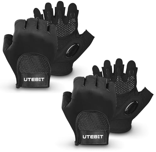 UTEBIT Fitness Handschuhe Herren Damen, 2 Stück Trainingshandschuhe Rutsch Silikon Atmungsaktiv Fitnesshandschuhe Gym Handschuhe für Kraftsport, Radfahren