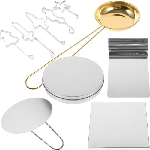 Zerodeko Korean Sugar Candy Making Tools 10pcs Sugar Game Kit Metal Cookie Biscuit with Press Mold Spoon Sugar Pie Molds for Baking Party Favors