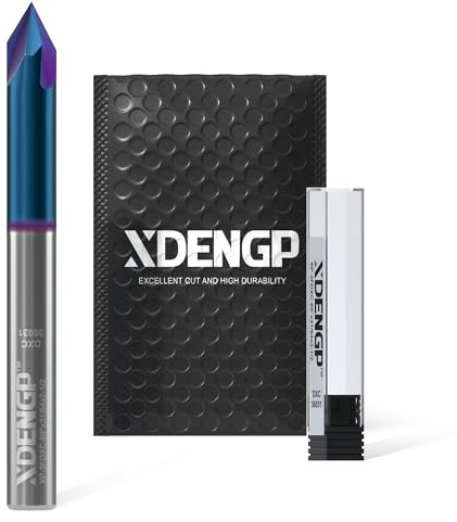 XDENGP 60 Degree V Groove Router Bit, Carbide CNC Chamfer End Mill 3 Flutes 1/4 Inch Shank with NACO Coated, CNC Carving Bits for Engraving and Chamfering Lettering