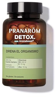 PRANAROM - Aromaboost Detox - Suplemento Alimenticio - Eliminación de Toxinas - Cardo Mariano y Zinc - Vitaminas D3 y E - Aceite Esencial de Limón - 60 Cápsulas