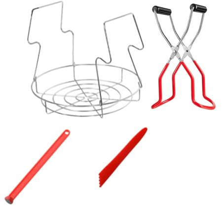 Garneck Canning Jar Tong and Lid Lifter Set, 4pcs Stainless Steel Can Lifter Tool Kit for Home Kitchen Canning and Preserving