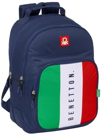 Safta BENETTON FLAG - Mochila Escolar Infantil, Ideal para Niños de Diferentes Edades, Cómoda y Versátil, Calidad y Resistencia, 32x15x42 cm