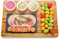 HALE OTEIR Servierplatte aus Akazienholz mit 3 Keramikschale, Rustikale Käseplatte, Steakplatte, Grillplatte, Sushi Steakbrett, ideal für Fleisch, Käse, Tapas, natürliches Design