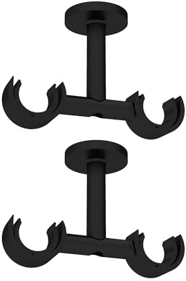 Empyr Supports De Tringle À Rideaux Double – Fixation Plafond – Design Moderne – Métal Robuste – Diamètre 28 mm – Noir