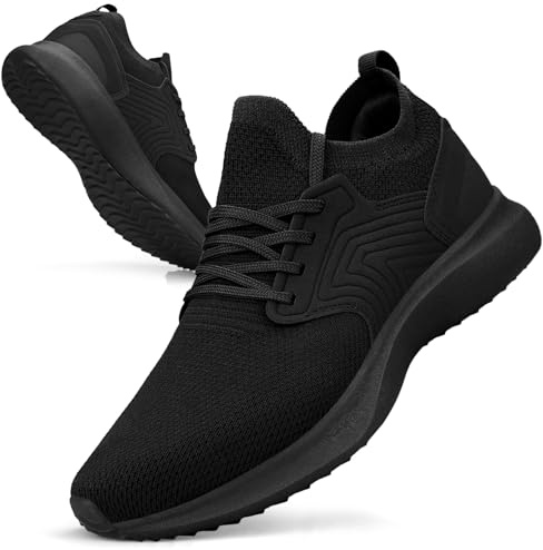 Giniros Scarpe Running Uomo Sneakers Scarpe Corsa Ginnastica Camminata Sportive Palestra Casual Jogging Tennis Outdoor Fitness Scarpe da Lavoro Comode Leggere Traspiranti Nero 41EU