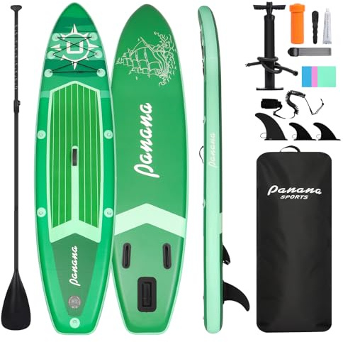 Panana Inflatable Stand Up Paddle Board 10ft SUP Board for Adults & Youth, Wide Stable Anti-Slip iSUP Kit with Paddle, Pump, Leash, Fin & Backpack for Surfing, Yoga, Fishing, All Water