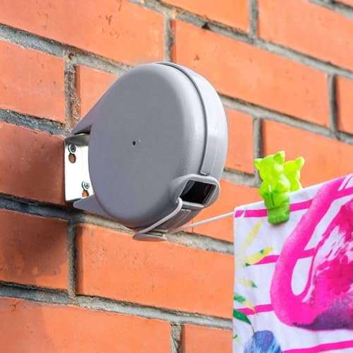 art moon Long Corda da Bucato, Filo Stendibiancheria Retrattile per l'esterno 12m