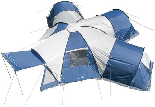 Skandika Kuppelzelt Korsika 9 Sleeper | Stort familjetält för 9 personer, campingtält med 3 sovhytter, Sleeper-teknik, 5 000 mm vattenpelare, 2 m ståhöjd | Campingtält, utomhus