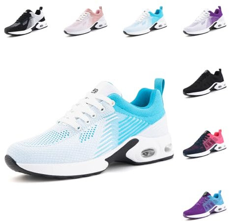 Hitmars Laufschuhe Damen Sportschuhe Turnschuhe Frauen Luftpolster Leicht Straßenlaufschuhe Stoßdämpfend Sneaker Atmungsaktiv rutschfest Fitness Running Outdoor UDI2-Blau-1 EU39