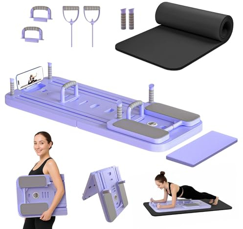 Pilates Board, Foldable Pilates Reformer Set for Home, Multifunctional Portable Pilates Reformer Board, Pilates Machine for Home, Pilates Equipment, Pilates Board Kit with Yoga Mat and Timer